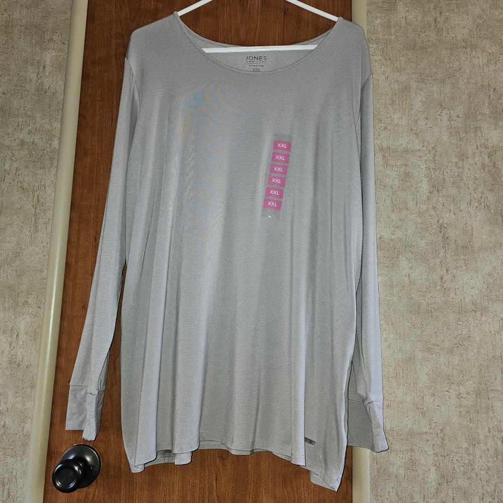 🔥 Jones New York Signature Long Sleeve Tee Gray Size Large